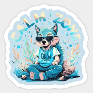 calm zone chill wolf with sunglasses Sticker